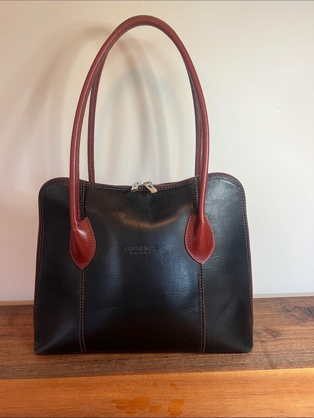 Black and Brown Leather Tote Bag